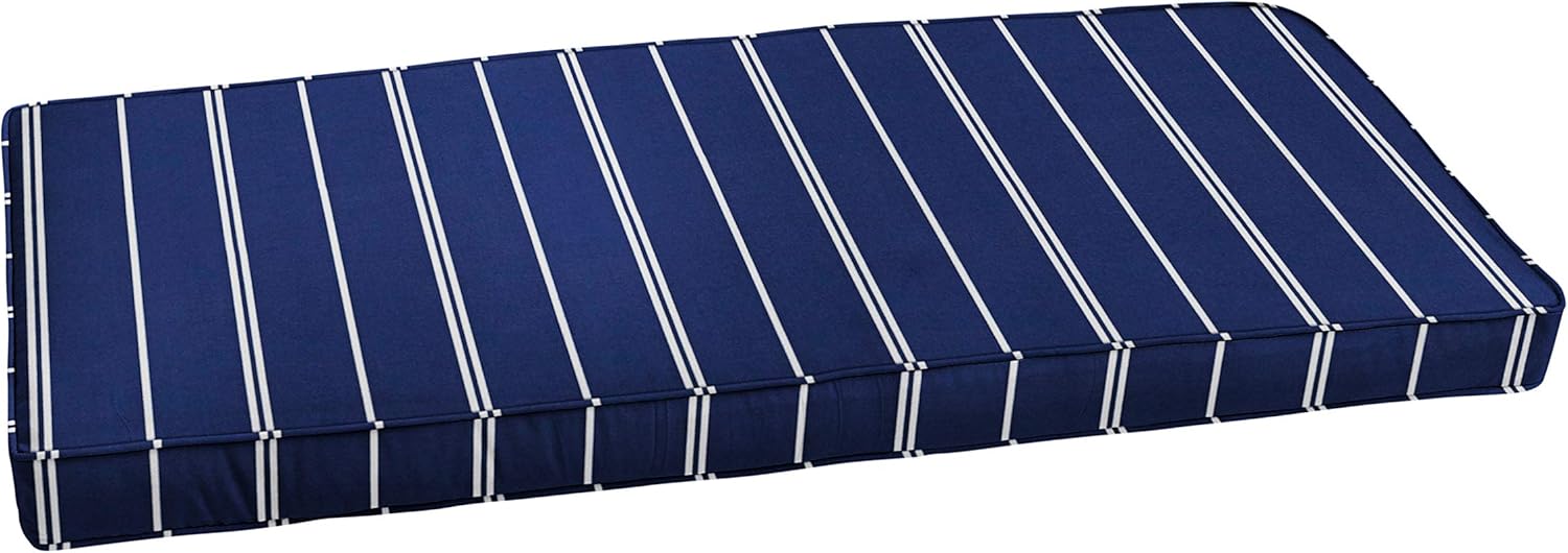 Sorra Home Corded Bench Cushion - Fade & Water Resistant, Outdoor & Indoor Long Patio Furniture Cushion with Plush Foam - Pursuit Navy (48" x 19" x 3")