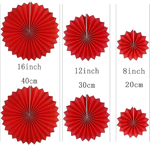 Miniatura 3 de Abanicos de papel colgantes rojos y dorados, aniversario de boda, despedida de soltera, cumpleaños, graduación, Navidad, Año Nuevo, eventos,