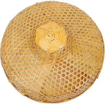 GANAZONO Pack of 1 Bamboo Japanese Bamboo Hat Men Hats Asian Fish Hat Rice Hat Japan Vietnamese Farmer Hat Straw Hat Gardener Hat Mandarin Hat Funny Asia Man Vintage