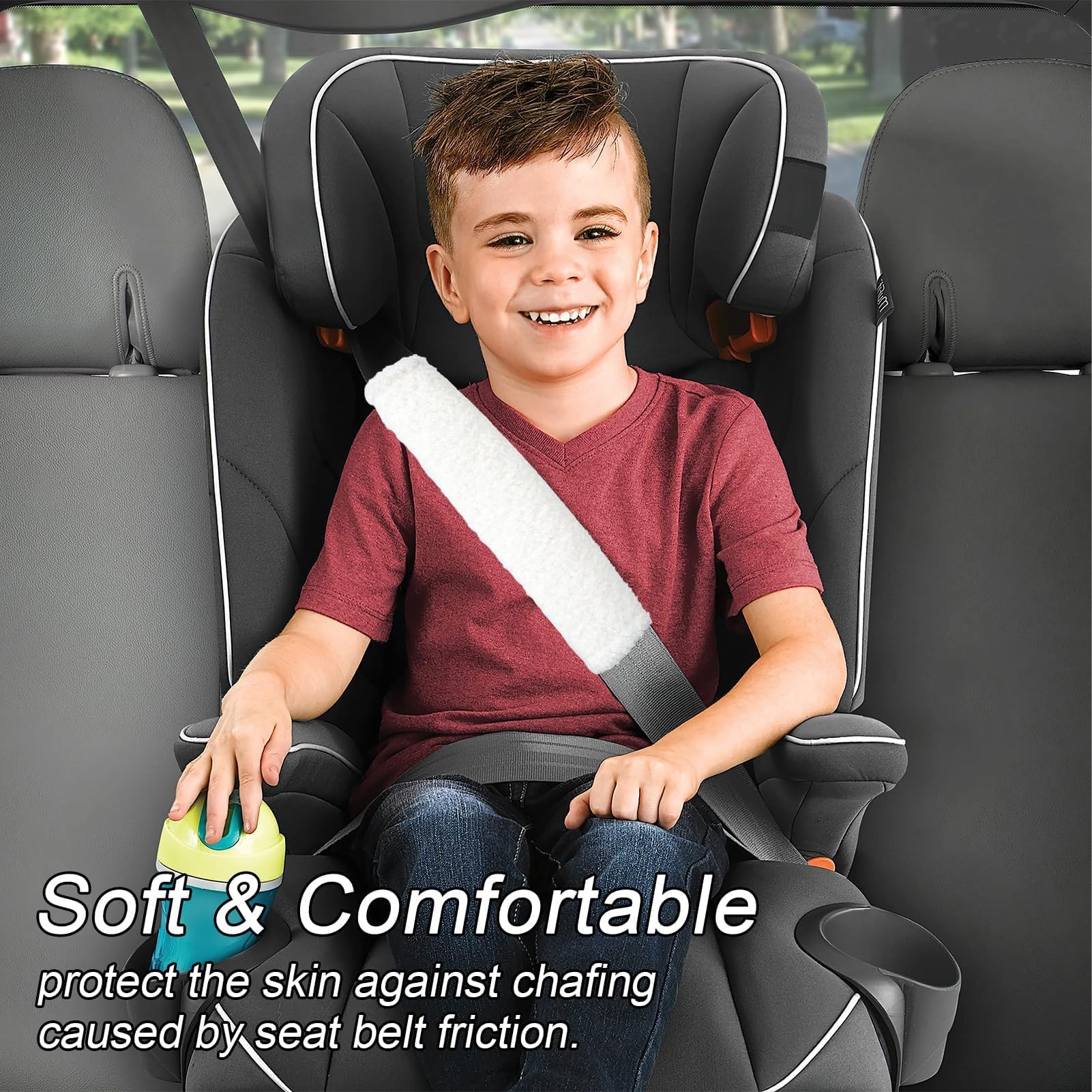 4pcs Copri Cintura di Sicurezza Auto in Lana d'Agnello, Universali e Confortevoli, Perfetti per Auto, Adatti a Bambini e Adulti, Colore Bianco