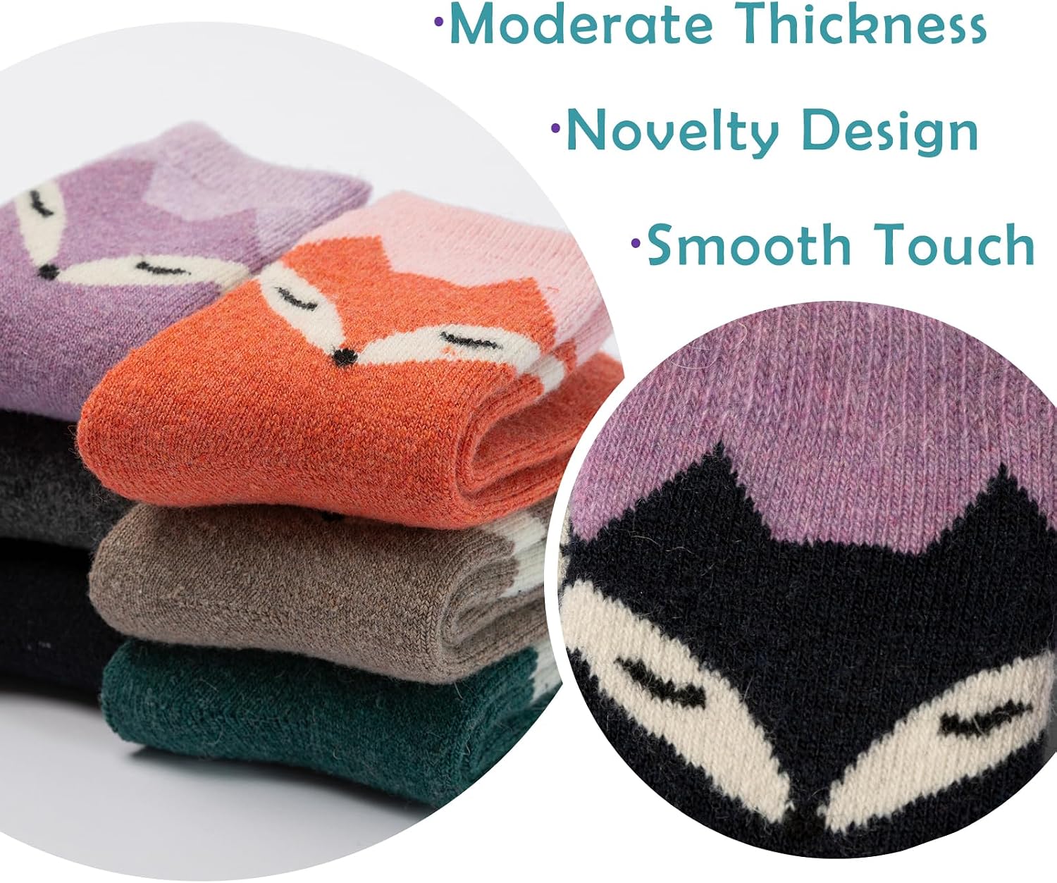 Moon Tree Boys Wool Socks Kids Winter Warm Socks Thick Thermal Crew Socks for Girls 6 Pack