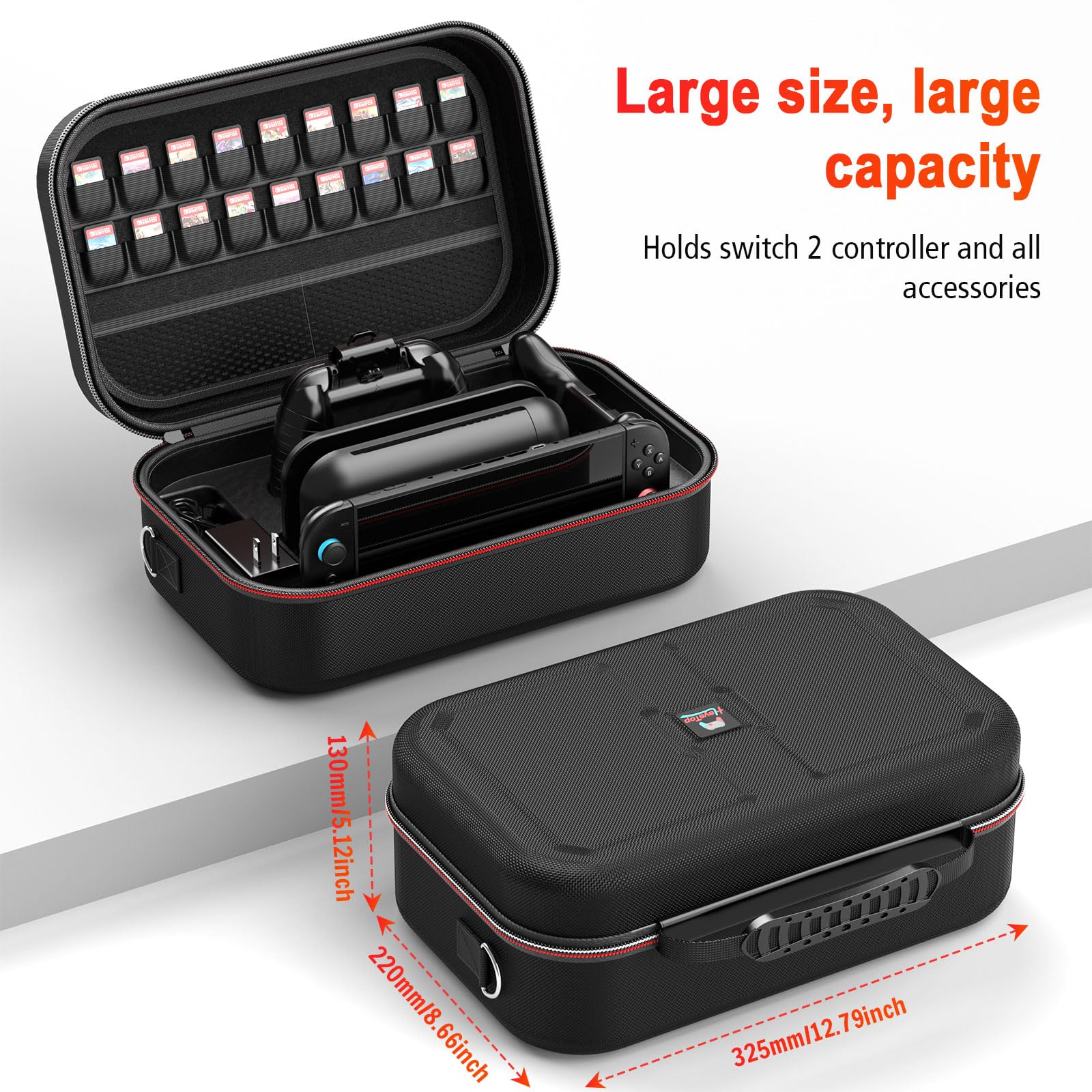 HEYSTOP [8 Pezzi] Custodia per Nintendo Switch 2 Console, Custodia da Viaggio Protettiva di Grande capacità con 12 Slot per Schede di Gioco per Nintendo Switch 2 Accessori 2025 Ultimo Modello