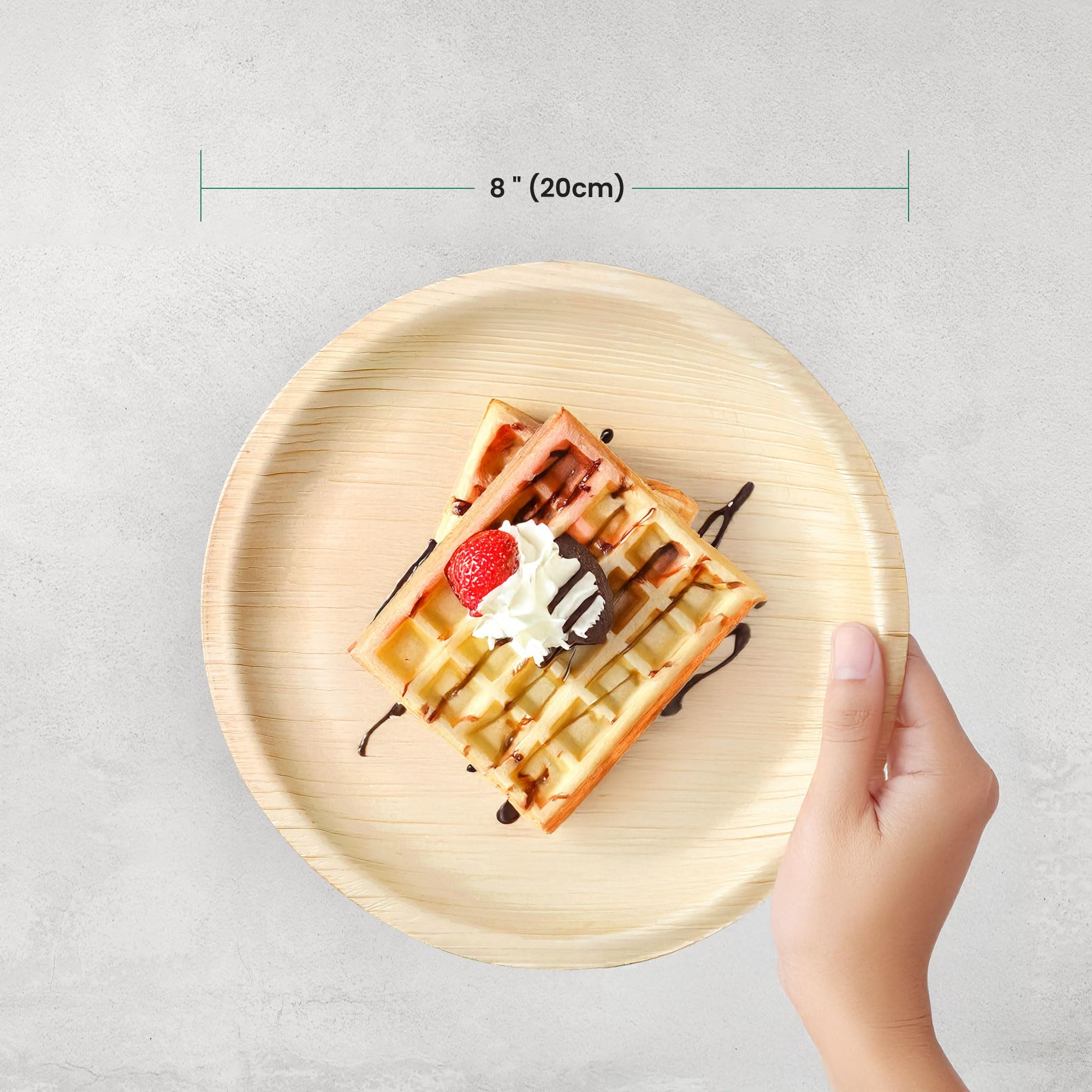 ECO Leaf 50 Disposable Palm Leaf Plates, Natural, Medium 8β(20cm) - Image 2