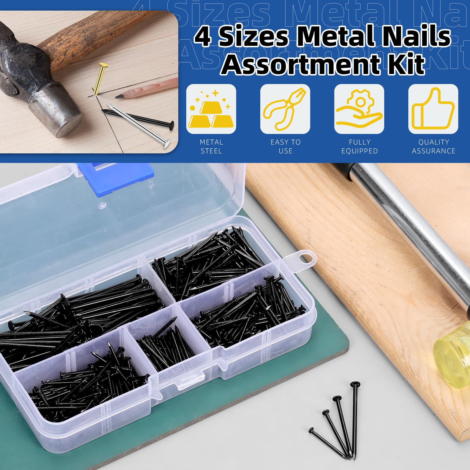 500pcs Nail Assortment Kit - Hanging & Finishing Nails -3 500pcs Nail Assortment Kit - Hanging & Finishing Nails -3