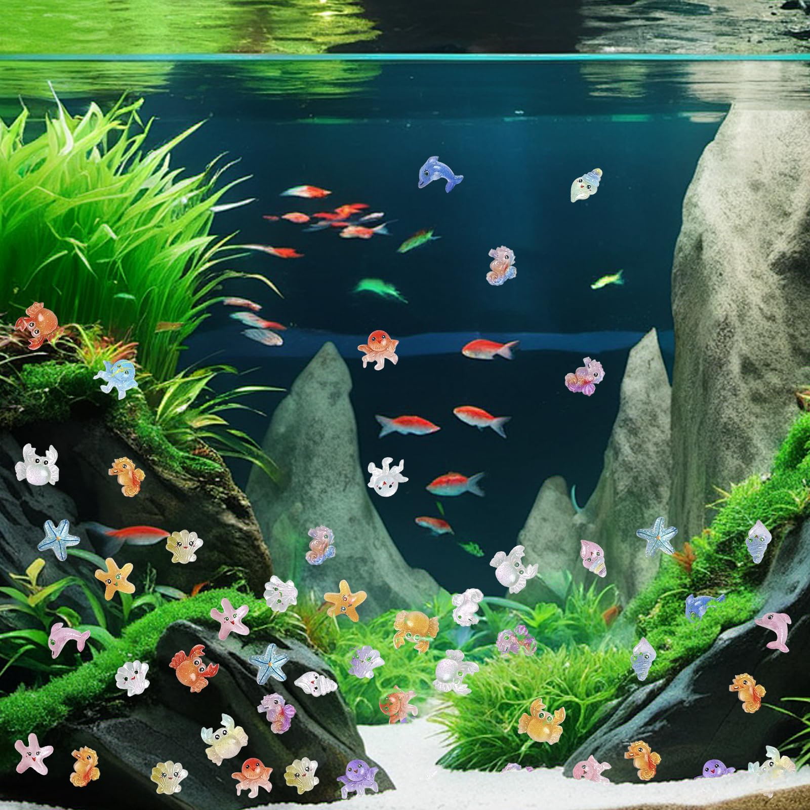 100 PCS Miniature Toys, Miniature Decorative Items, Sea Animals for Aquarium Decoration, Mini Things for DIY Craft Projects, Can Be Used As Decorations for Toy Houses, Fish Tanks, And Bookshelves 2