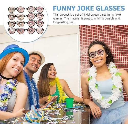 Miniatura 7 de NUOBESTY Lentes de Halloween con estampados divertidos y divertidos para fiestas de disfraces, accesorios para fotos (patrón al azar), 8 unidades