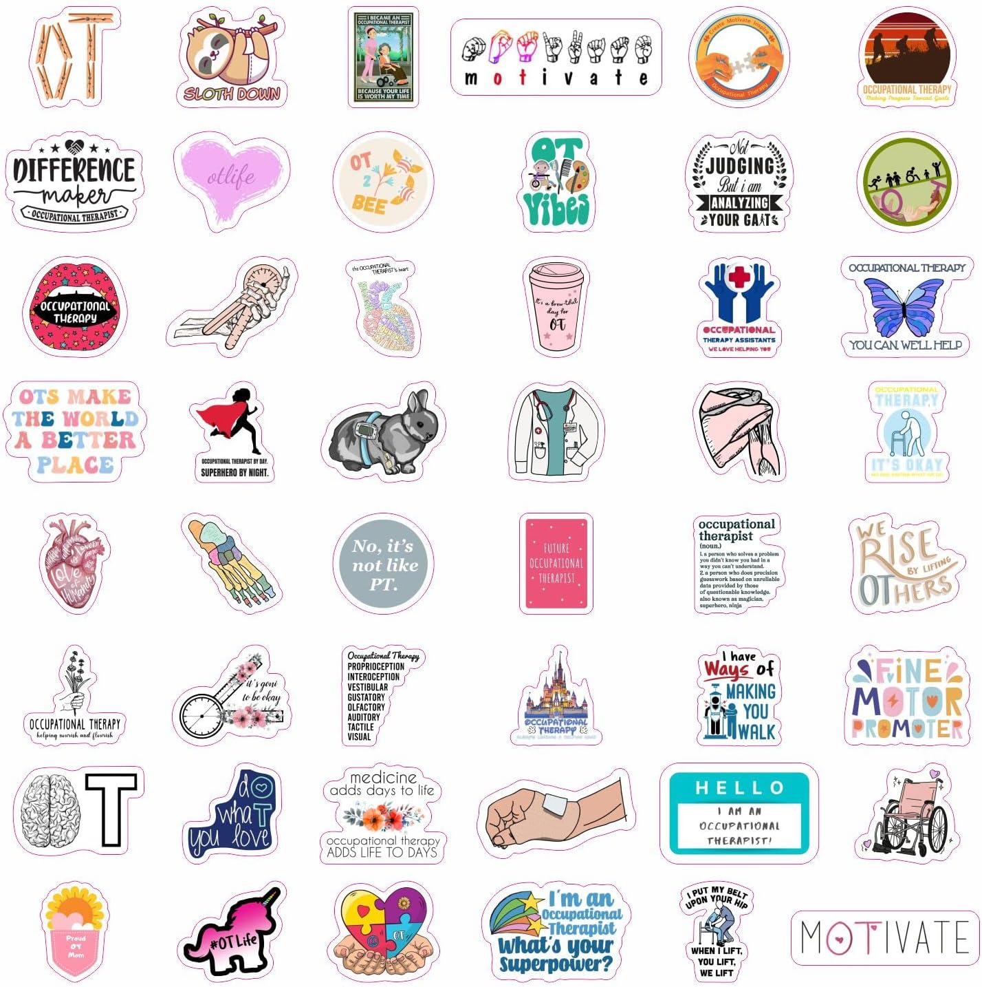 BulbaCraft 100Pcs Funny Occupational Therapy Stickers for Laptop and Water Bottles, OT Stickers - Occupational Therapy Gifts, OT Laptop Decals, Gifts for Women & Men - Image 4