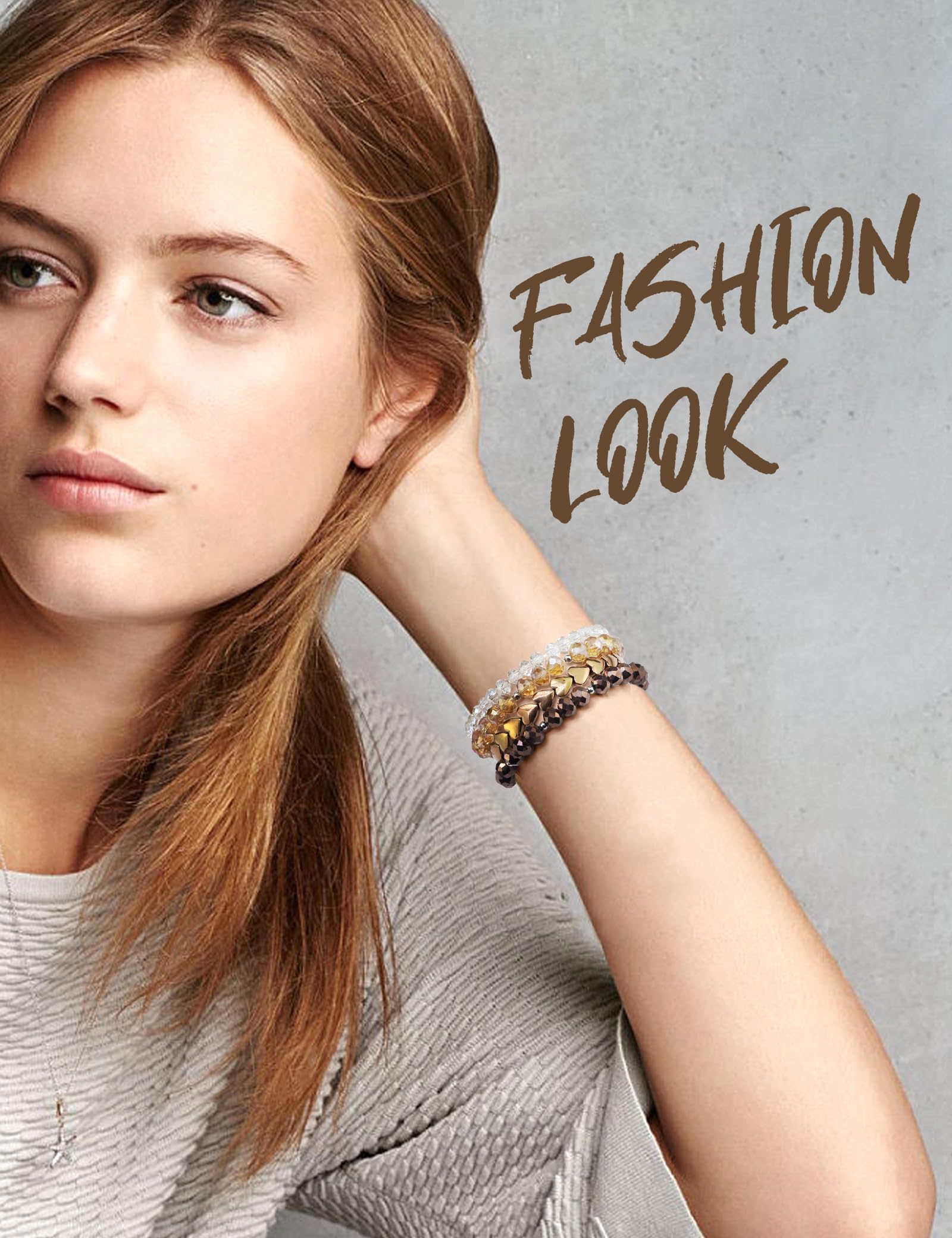 JR.DM Bracelet à perles compatible avec Apple Watch 44 mm, 42 mm, 45 mm, Series 9/8/7/SE/6/5/4/3/2/1, bracelet de rechange extensible fait à la main pour femmes et filles (café)