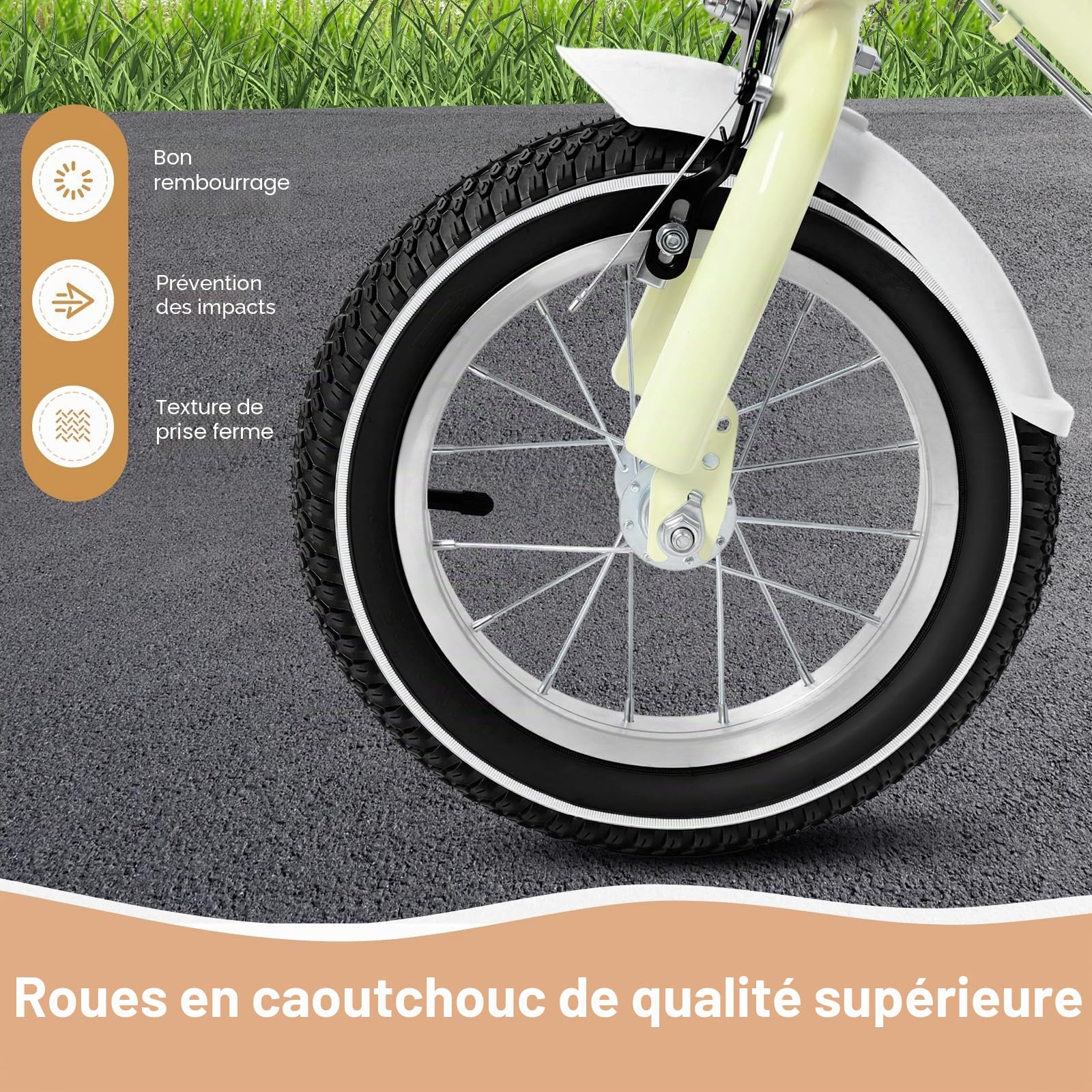 Vélo enfant 12 pouces avec panier avant roues stabilisatrices 2-4 ans hauteur réglable 60-70 cm