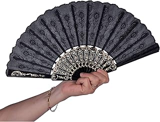 P'TIT CLOWN 62452 Ventaglio in tessuto e plastica aperto-45 cm, colore: nero