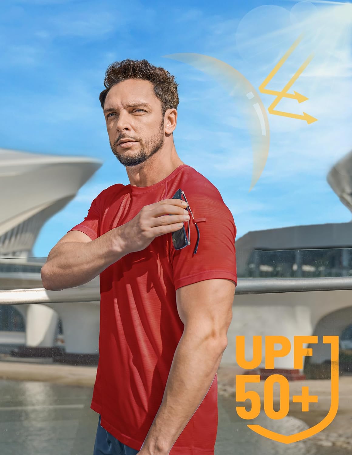 Men's Workout Short Sleeve Athletic Gym Shirts UPF 50+ Sun Protection Quick Dry Swim Shirt Summer Tshirts for Beach - Image 4