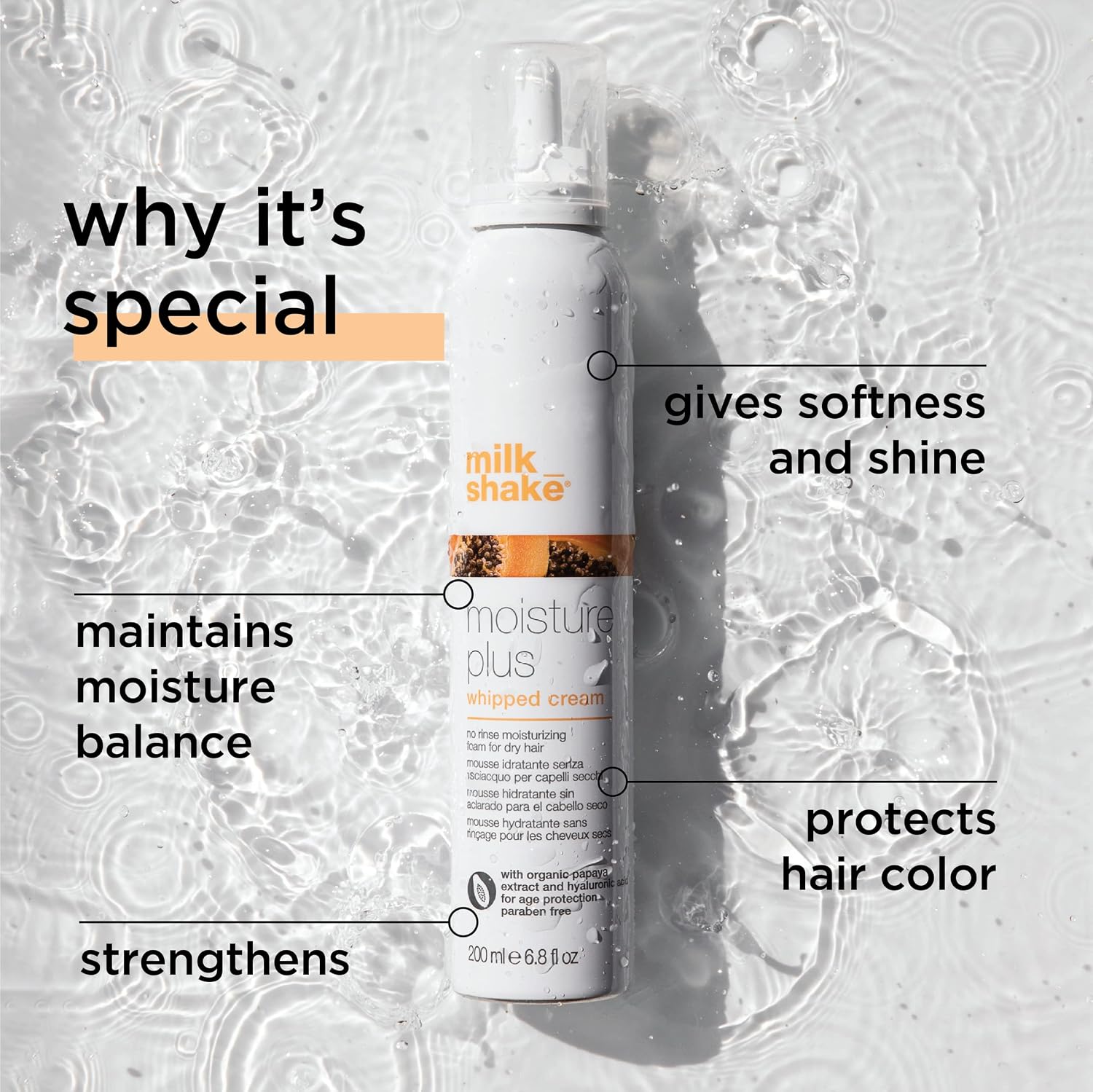 milk_shake Moisture Plus Whipped Cream No Rinse Moisturizing Foam For Dry Hair