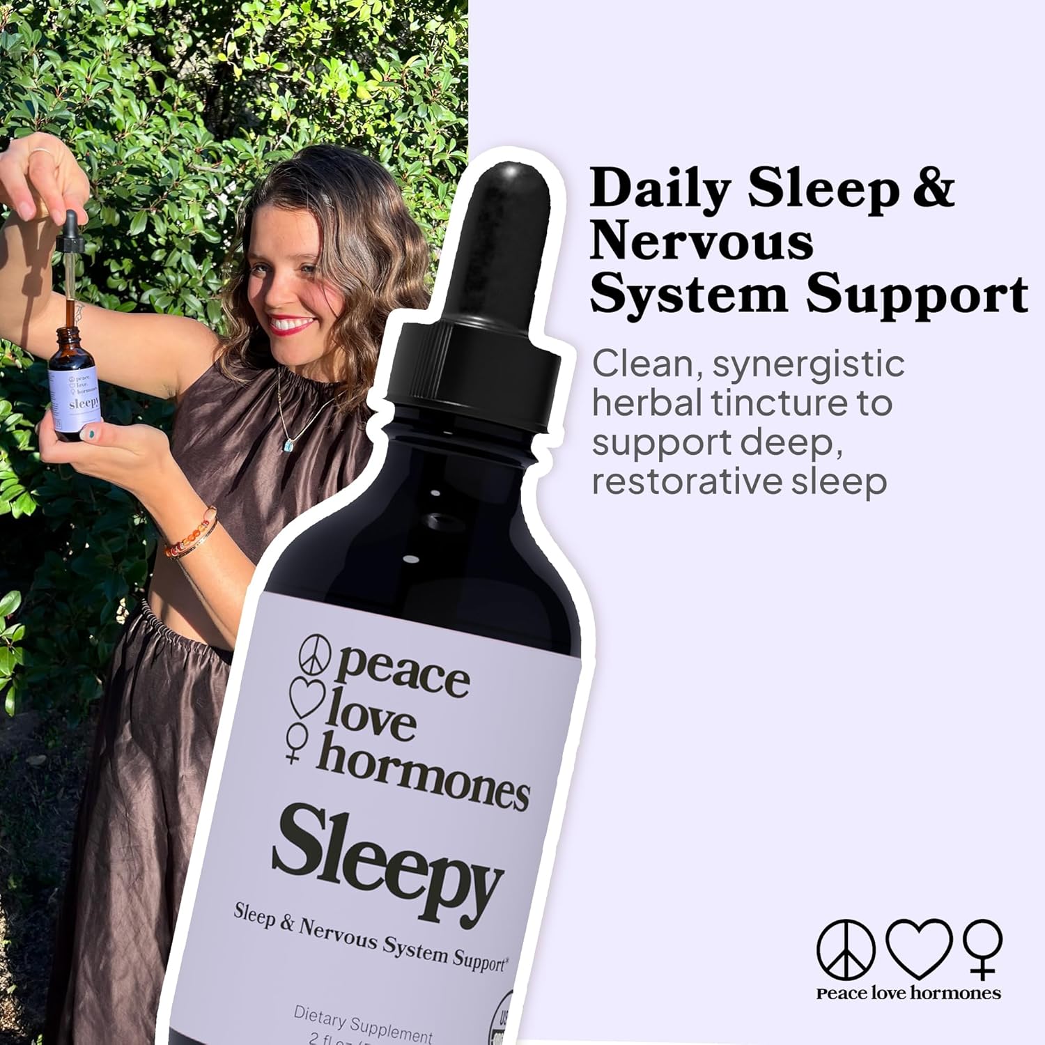 peace. love. hormones. Sleepy Natural Sleep Aid & Nervous System Support – Herbal Supplement – Helps Promote Deeper Sleep, Calming Mood, and Recovery – Non-Drowsy Herbal Formula