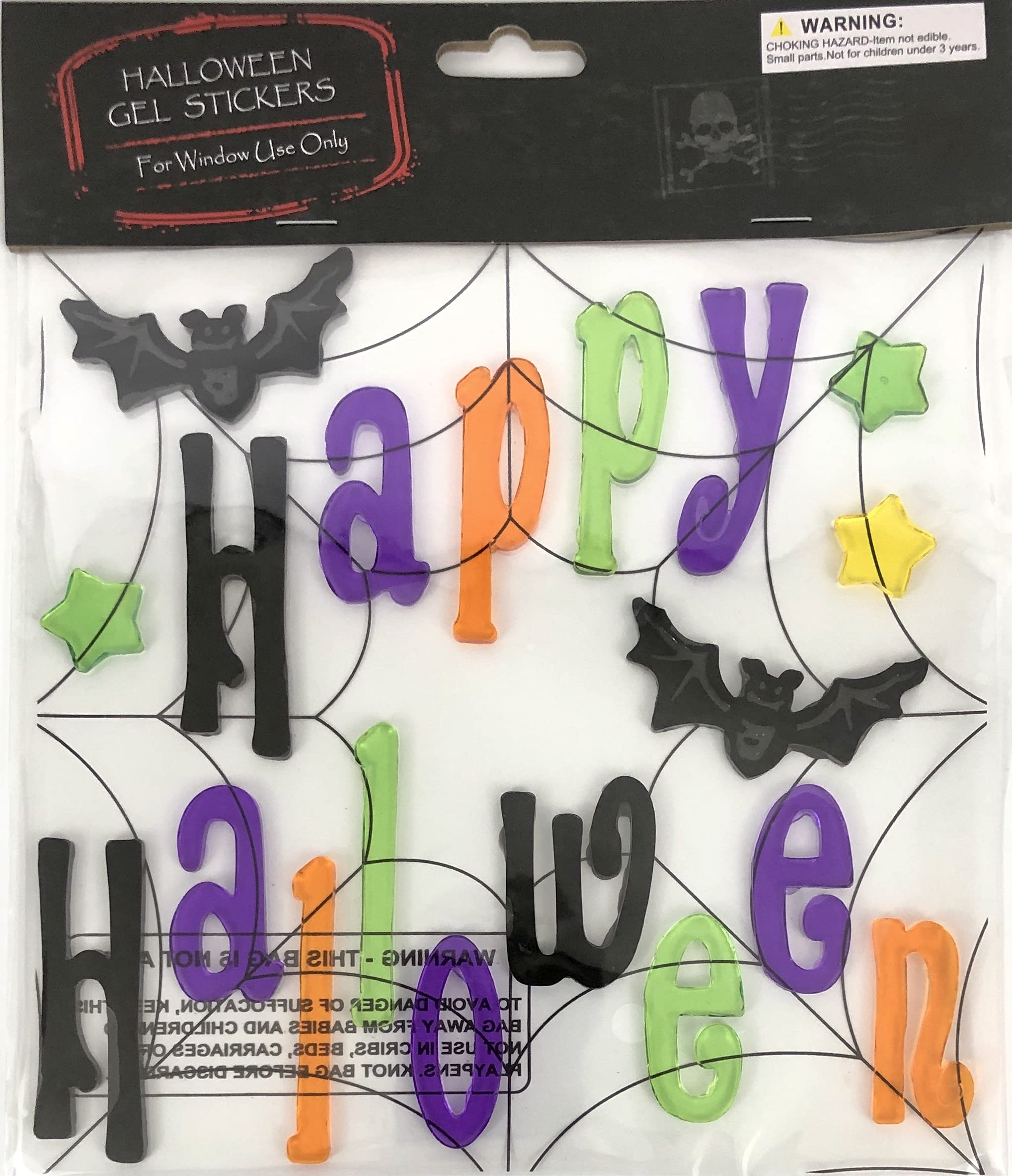 Fall Halloween Gel Sticker Window Clings Decoration Bundle with Ghost Bat Black Cat
