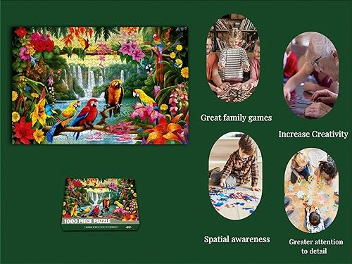 Miniatura 4 de Rompecabezas de 1000 piezas para adultos, rompecabezas de guacamayo de selva tropical, rompecabezas de regalo (loro, 1000 piezas)