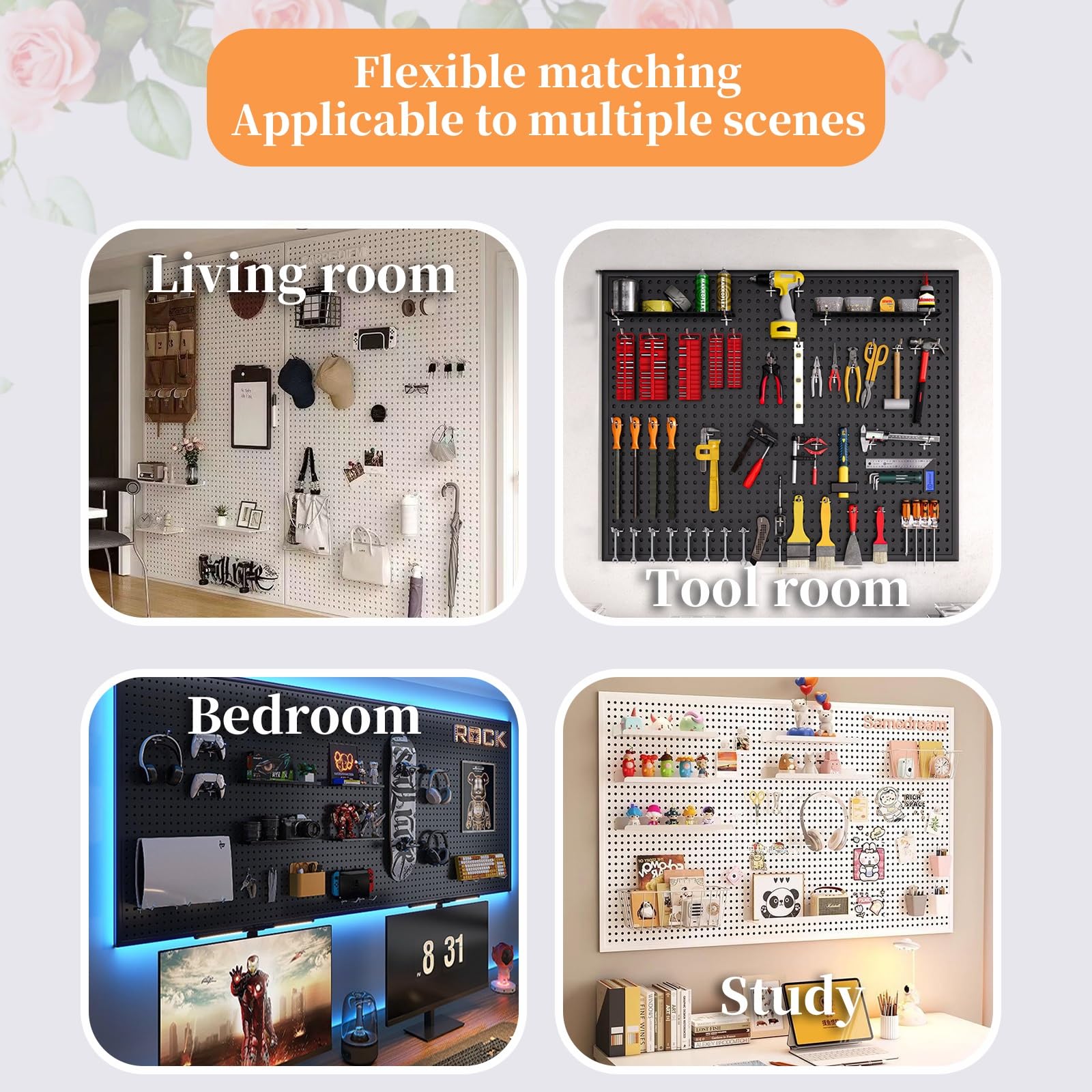 Pegboard Kit Combinazione - Gaming Station Wall Game Controller Holder e Headset Stand con Forte Capacità Portante, 100 x 100 cm