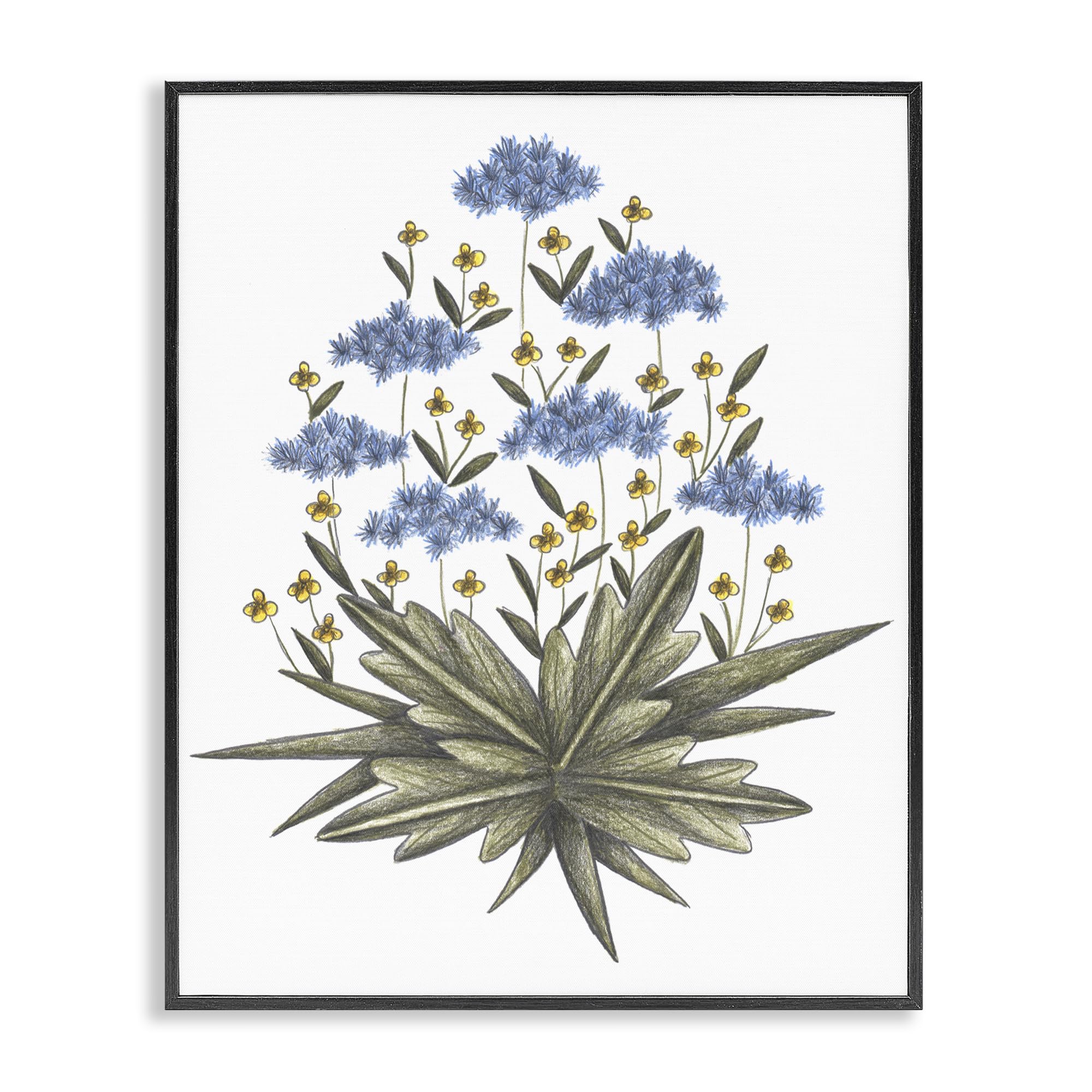 Tableau fleurs sauvages Stupell Industries gris encadré 50x40 cm