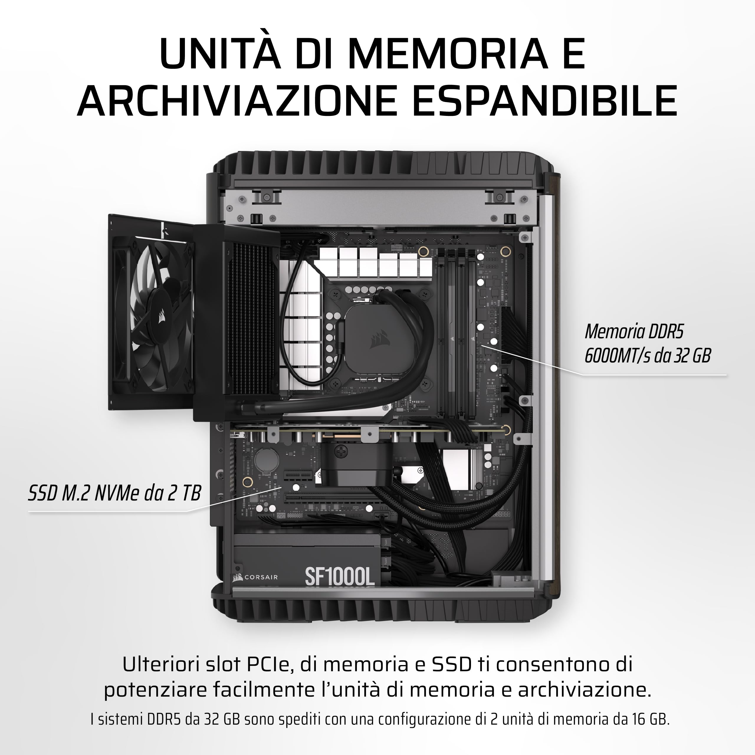 CORSAIR ONE i500 Gaming PC – CPU Intel® Core™ i9 14900K Raffreddata a Liquido – GPU NVIDIA® GeForce RTX™ 4080 SUPER Raffreddata a Liquido – 32 GB Memoria DDR5 VENGEANCE – 2 TB SSD M.2 – Legno Scuro