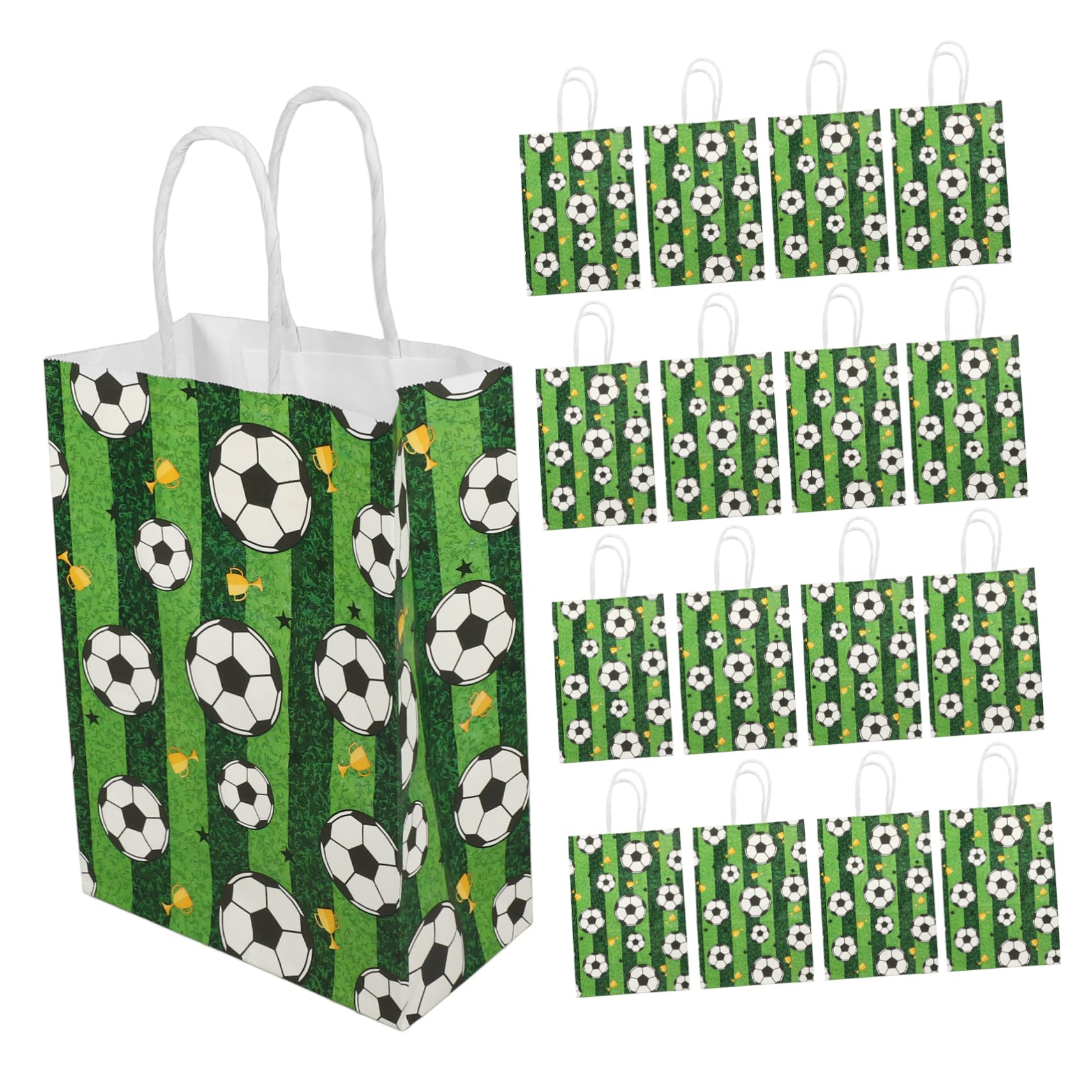 Lurrose 96stücke Papiertüten Mit Griffen Fußball-themen Geschenktüten Für Partys Geburtstagsfeiern Und Feiertage Für Süßigkeiten Snacks Und