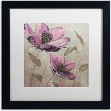 Trademark Fine Art Plum Floral II Artwork Emily Adams in White Matte and Black Frame, 16 by 16-Inch