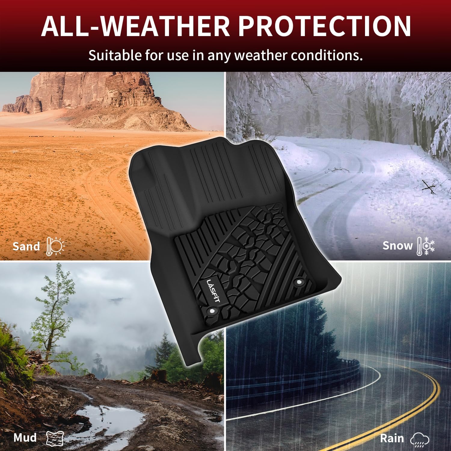 LASFIT Floor Mats & Trunk Mat for Jeep Grand Cherokee 2013 2014 2015 All Weather TPE Custom Fit Car Mats Floor Liners Cargo Liner Cargo Mat Black - Image 8