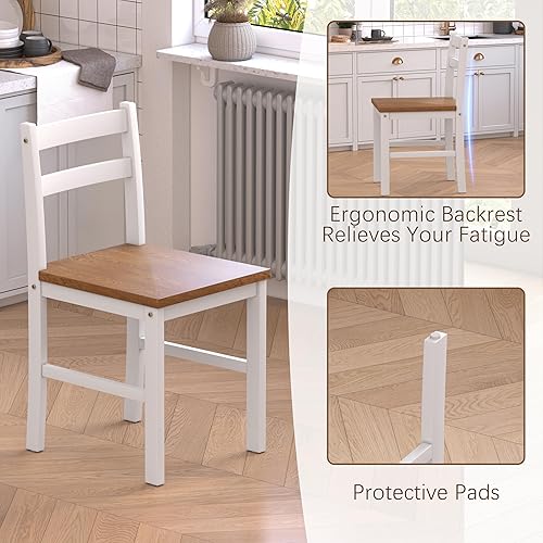 Miniatura 6 de Juego de mesa de comedor de 5 piezas, juego de mesa de comedor de madera maciza para 4, juego de mesa de granja y 4 sillas, juego de mesa de cocina