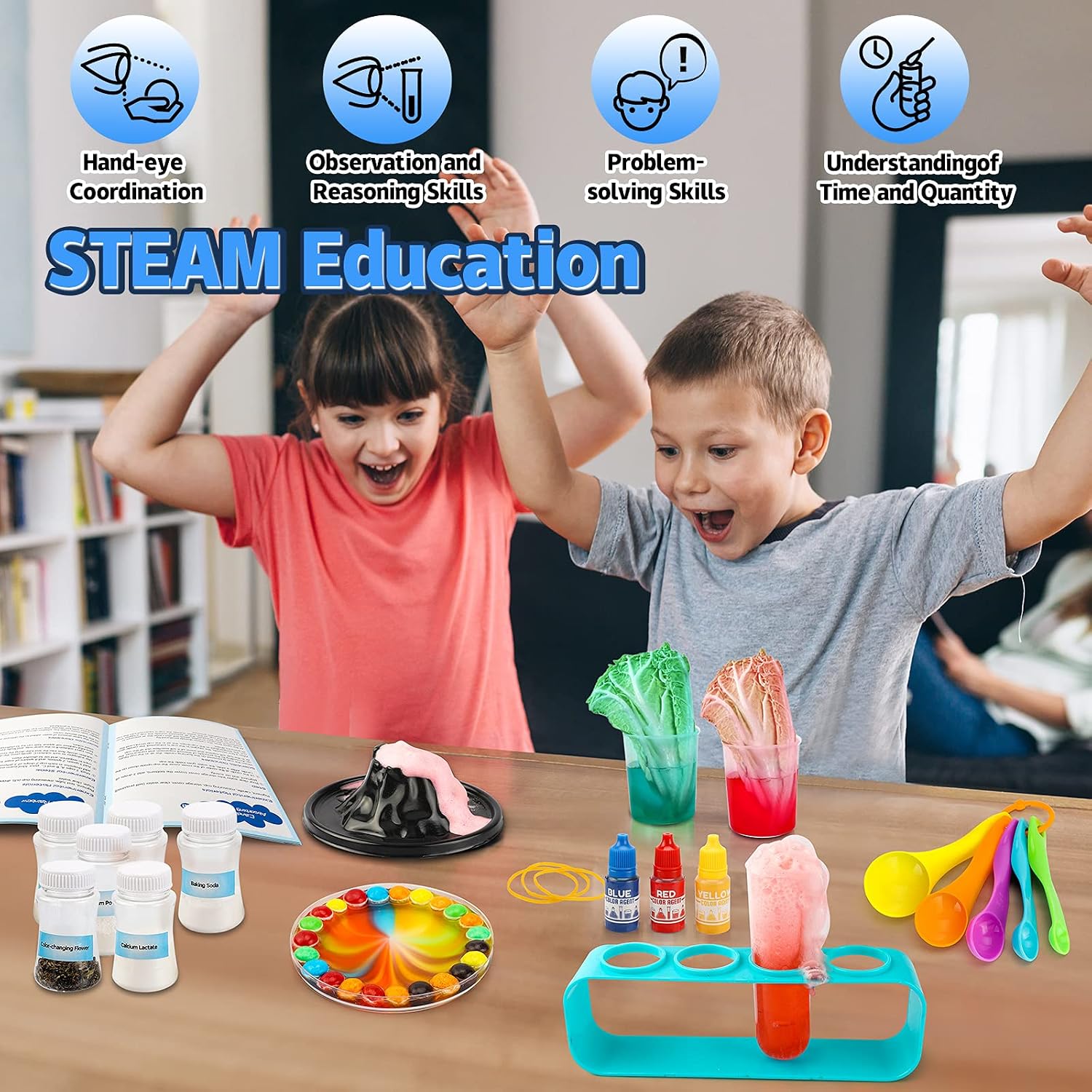 Sillbird Science Kits for Kids 4-6, 38 Experiments and Lab Coat, DIY STEM Projects Chemistry Set, Educational Toys Kit Gifts for Boys & Girls Aged 3 4 5 6 7 8 (66 Pieces)