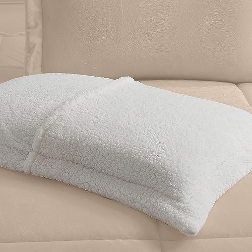 Miniatura 10 de Elegant Comfort Juego de edredón sherpa ultra afelpado de 3 piezas, color sólido y reverso esponjoso, apto para todas las estaciones, peso pesado,