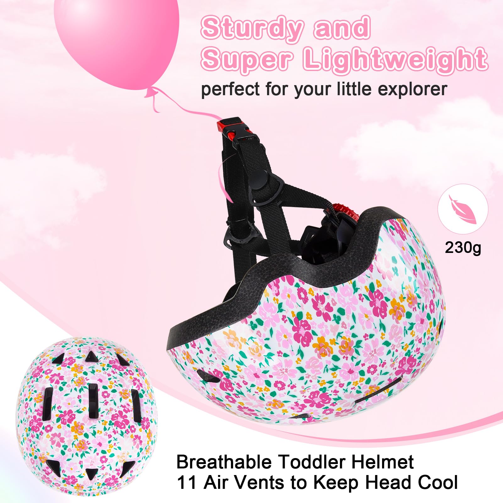 Casco de Bicicleta para niños de 1-3/2-4/3-5/5-8 años, Cascos de Bicicleta Ajustables para niños y niñas, para Scooter, patineta, Ciclismo