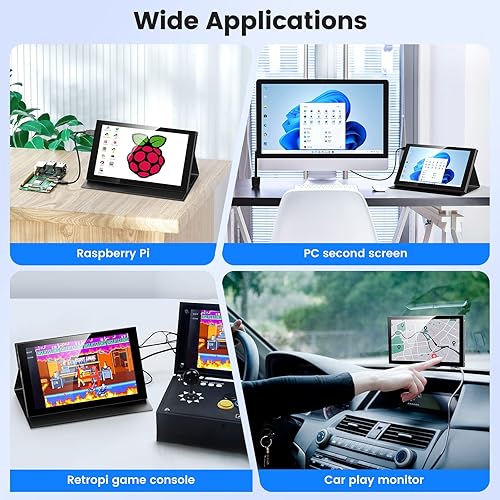 Miniatura 6 de Eyoyo Monitor portátil de 7 pulgadas 1024x600 IPS pequeño mini 7 "monitor táctil capacitivo wUSB C alimentado mini puerto HDMI para