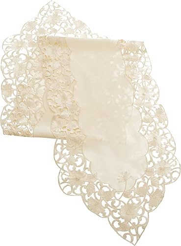 Daisy - Camino de mesa de resorte bordado de encaje, 15 x 70 pulgadas