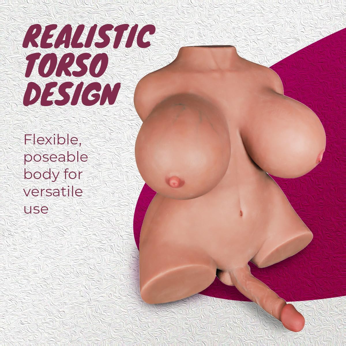 Realistic Tan Shemale Trans Sex Doll for Men with 18 cm Dildo and Deep Anal Cavity Life Size Silicone BBW Full Body for Men Women Couples & Adults with Built-in Skeleton and Realistic Torso