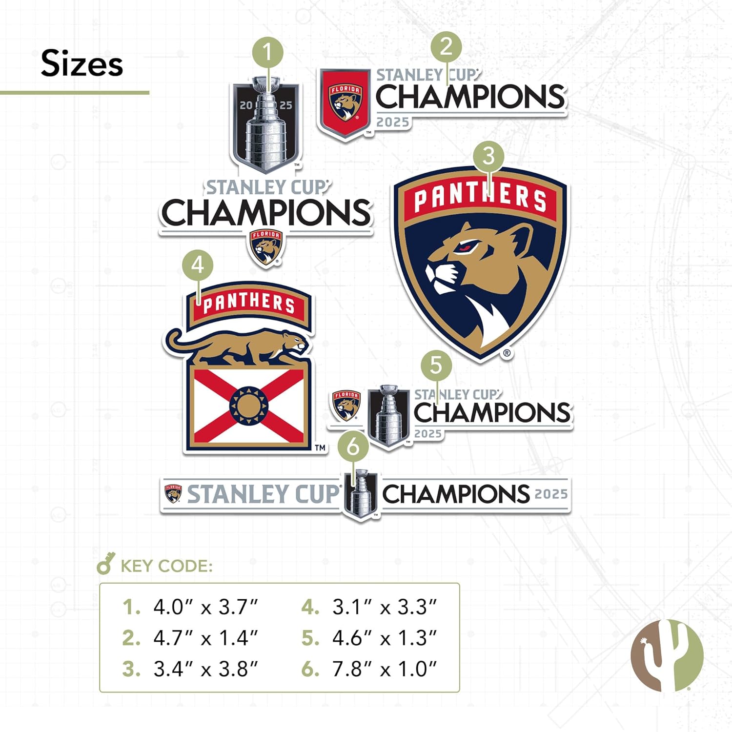 Desert Cactus Florida Panthers 2025 Stanley Cup Champions Team NHL Sticker Vinyl Decal Laptop Water Bottle Car Scrapbook (2025 Stanley Cup Champions - Type 2) - Image 3