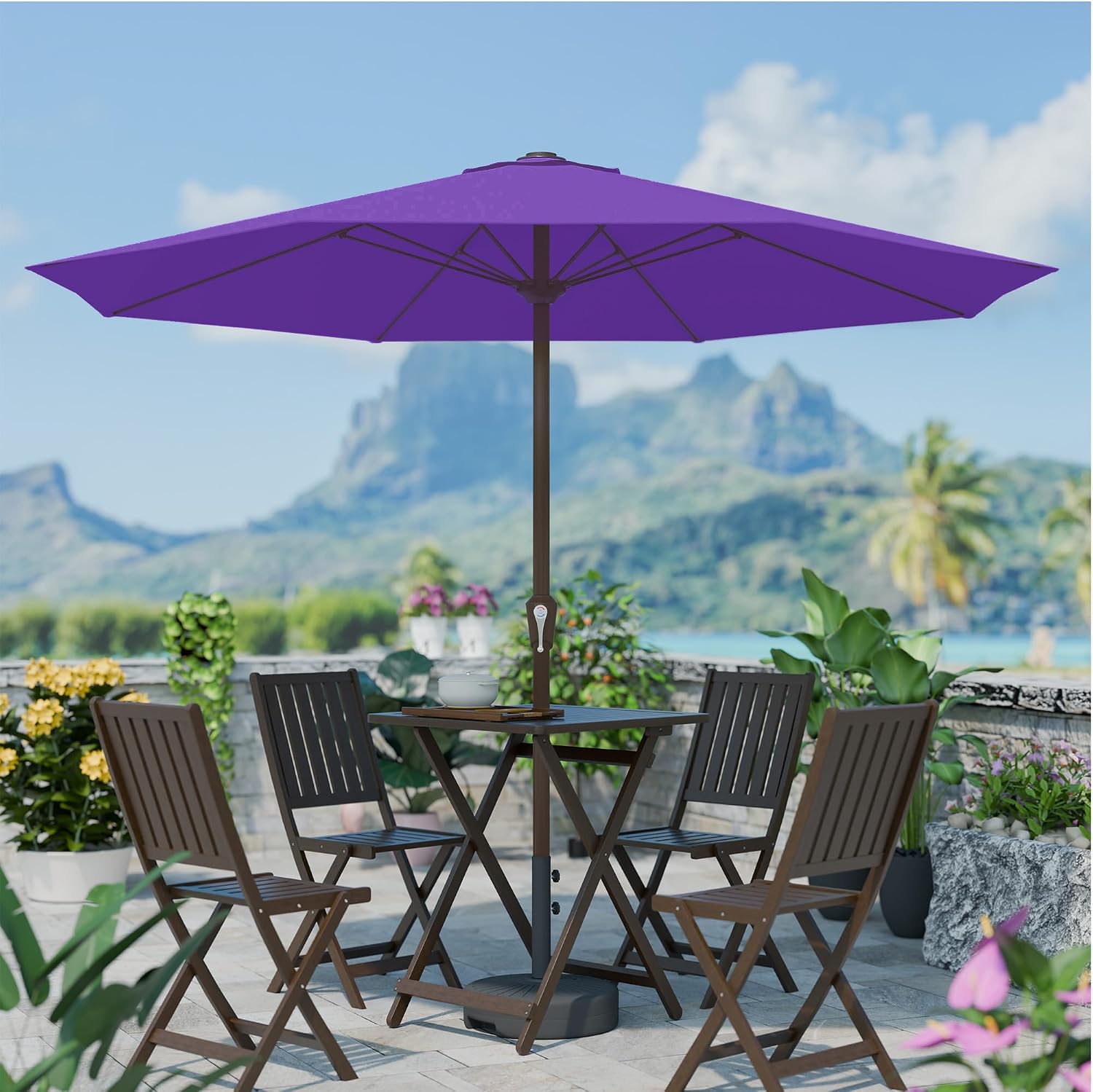 PatioKingdom 11FT Patio Umbrella,Outdoor Umbrella with Push Button Tilt and Crank,Market Table Umbrella with 8 Sturdy Fiberglass Ribs UV Protection