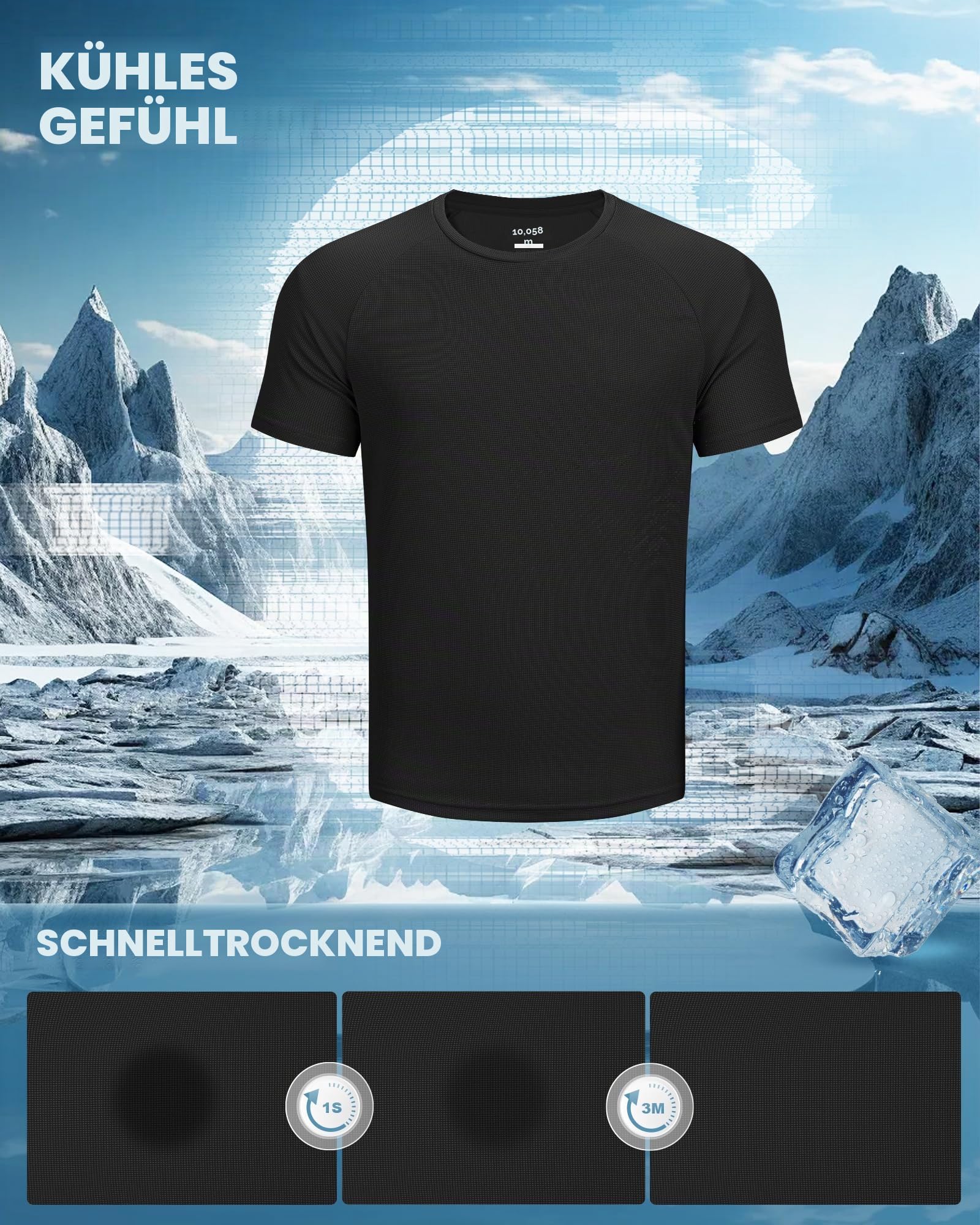 33,000ft Herren Laufshirt 1/4 Reißverschlus Sportshirt Leicht Langarmshirt | Stretch, Atmungsaktiv, Schnelltrocknend, Feuchtigkeitsableitend, Trainingsshirt, Funktionsshirt für Gym Fitness Training