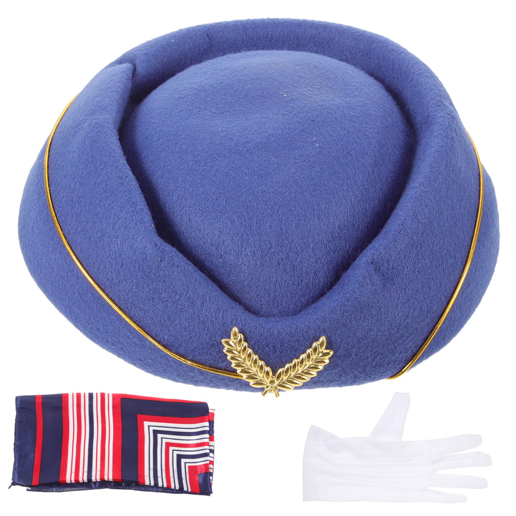 Healeved 1 Set Stewardess Costume Accessories Hat Scarf Gloves for Cosplay Flight Attendant Party Supplies Eye Catching Props for Themed Events and Halloween