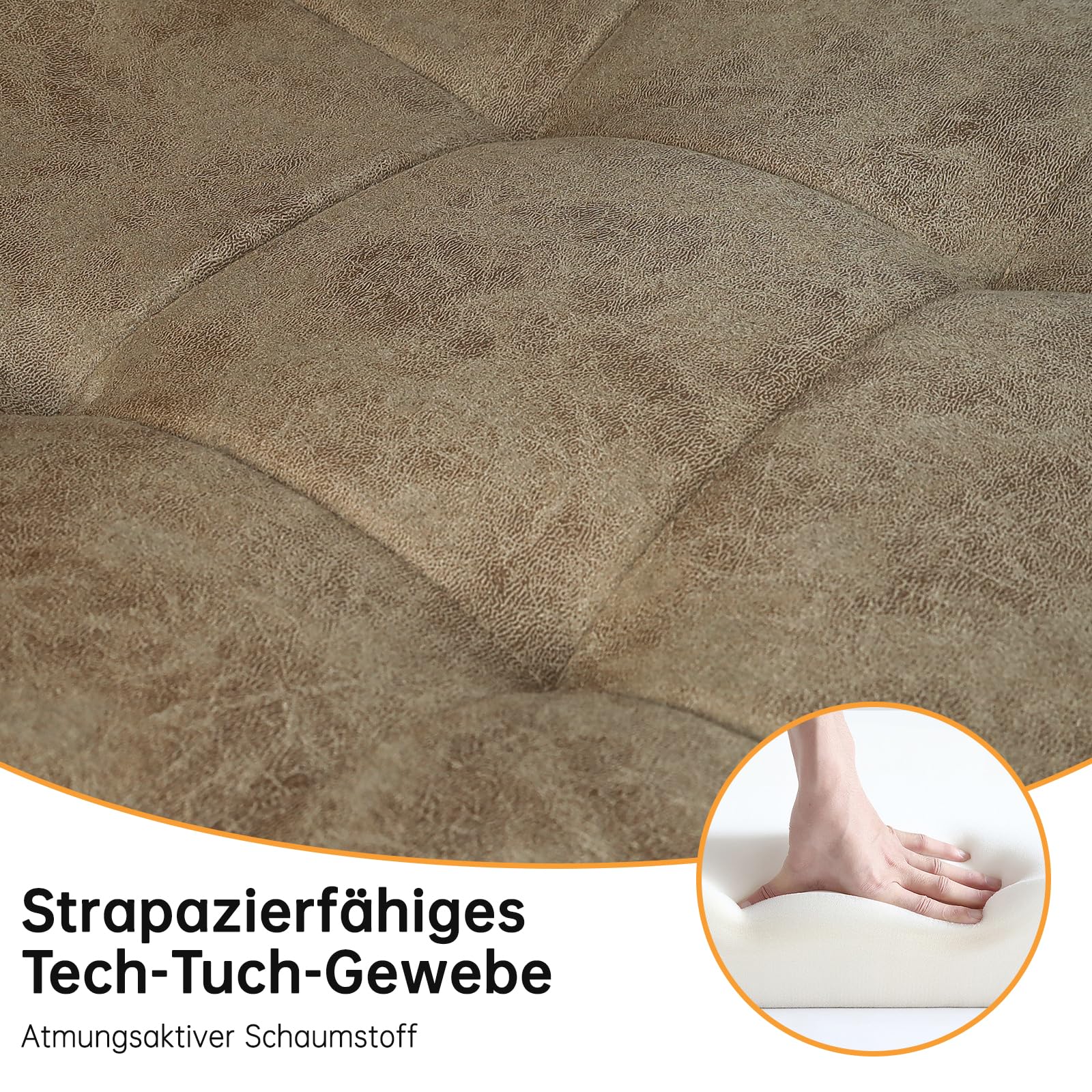Technisches Tuch Esszimmerstühle 4er Set,Gelblich braun