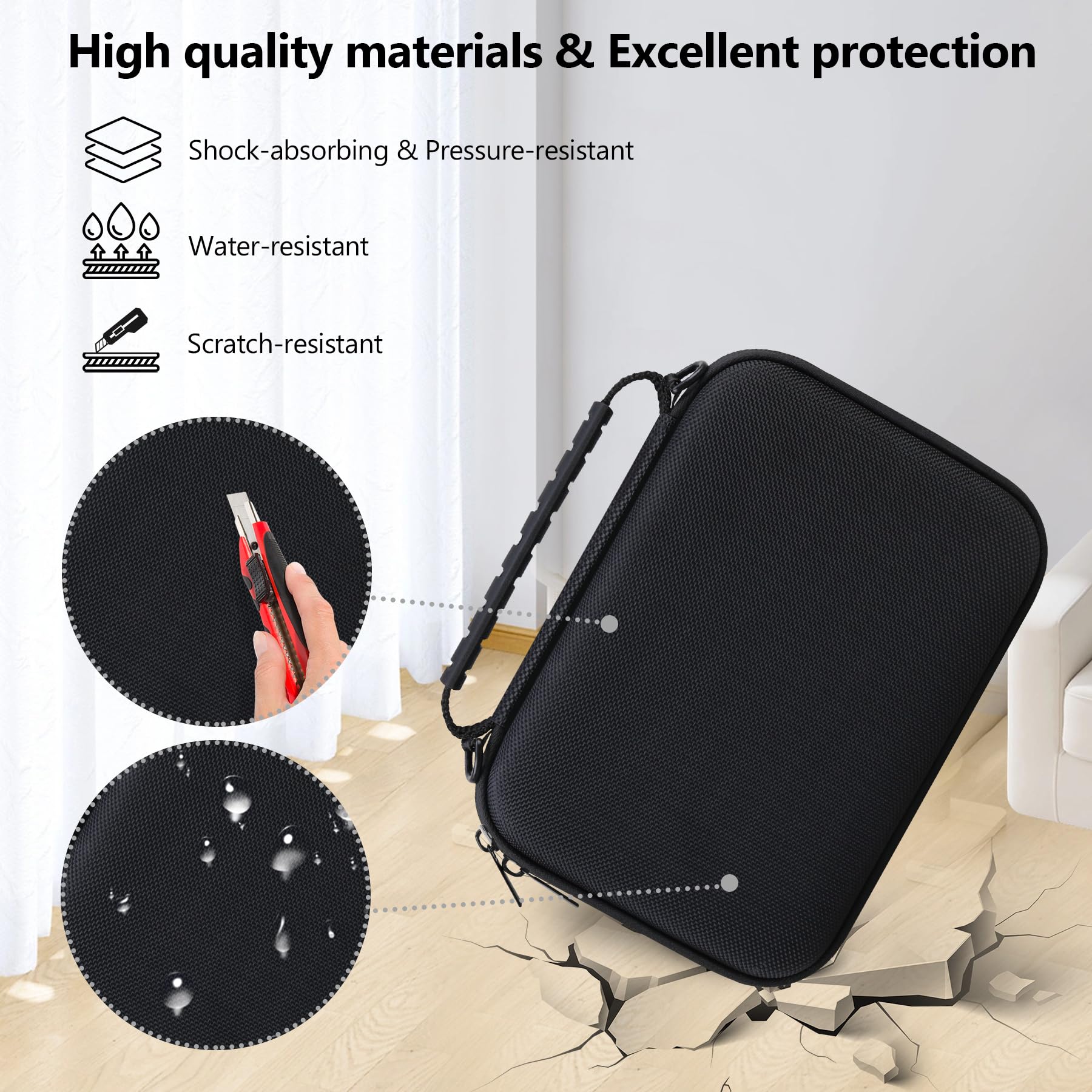 Funda rígida de transporte para plumero de aire comprimido WOLFBOX MF200/MF100/MF50, soporte de almacenamiento inalámbrico para MF200/100/50 con bolsillo de malla con cremallera para guardar