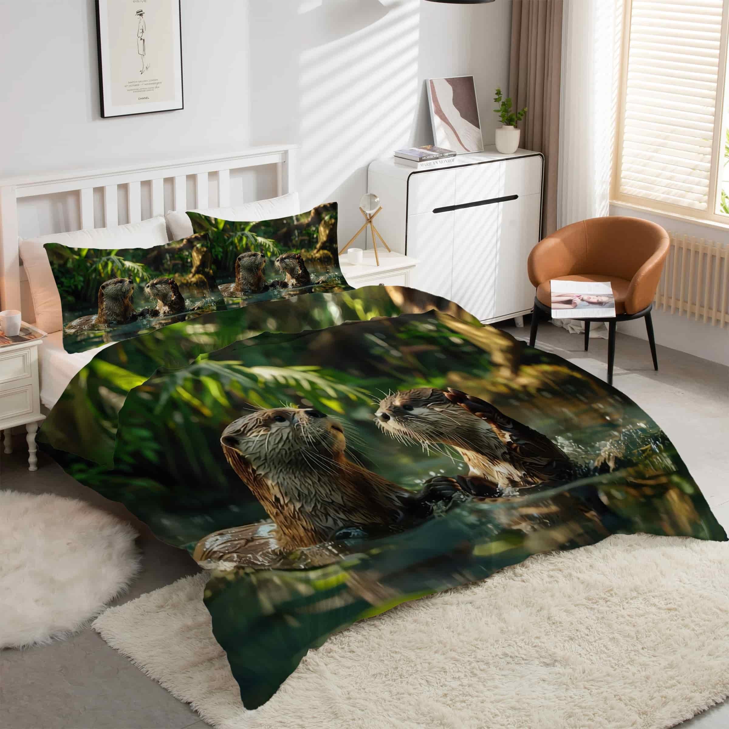 Housse de couette 160x200 avec fermeture éclair et taies d'oreiller paresseux