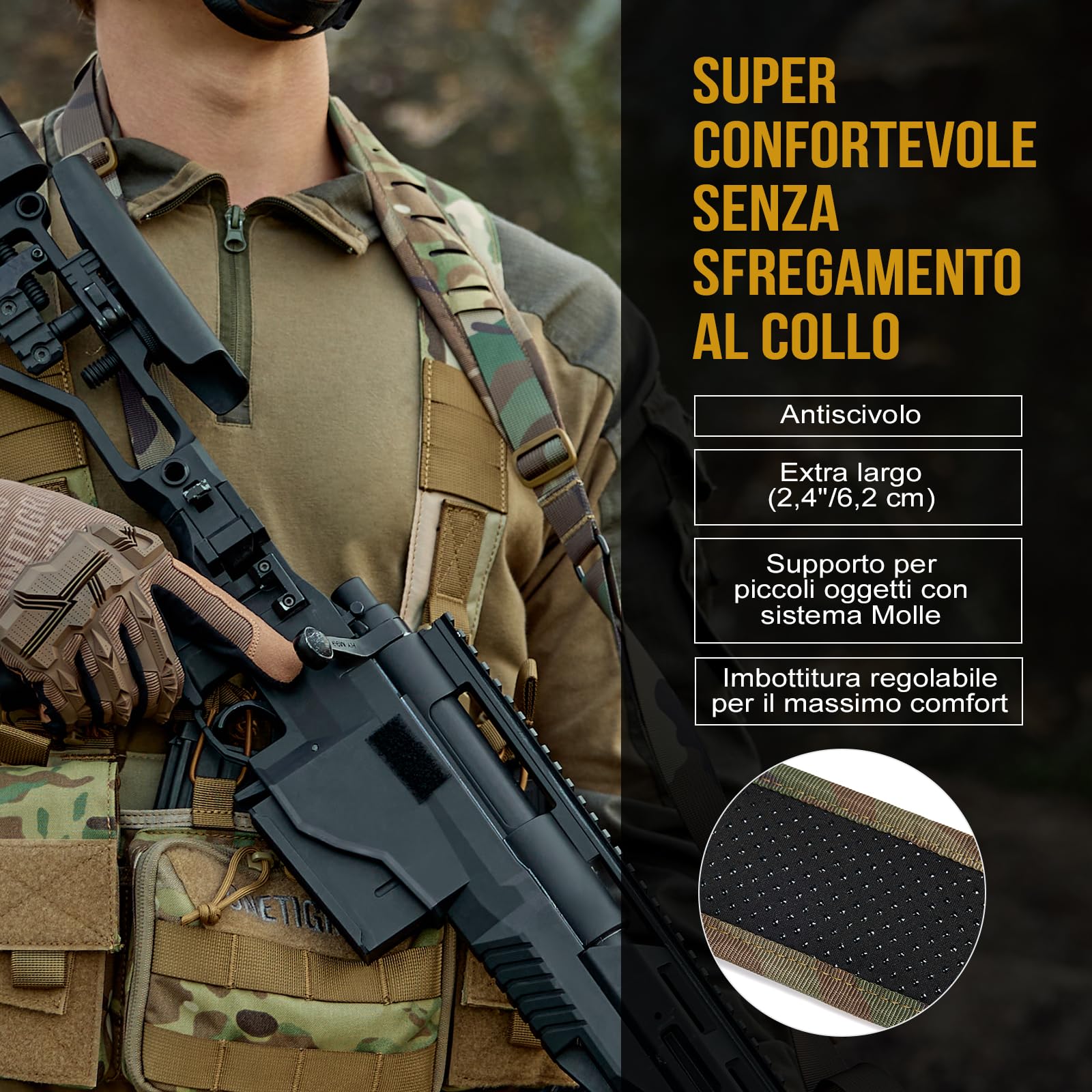 Cinghia Per Fucile OneTigris 2 Punti | Larghezza 1 Pollice | Regolabile 56-70 Pollici | Stile HK