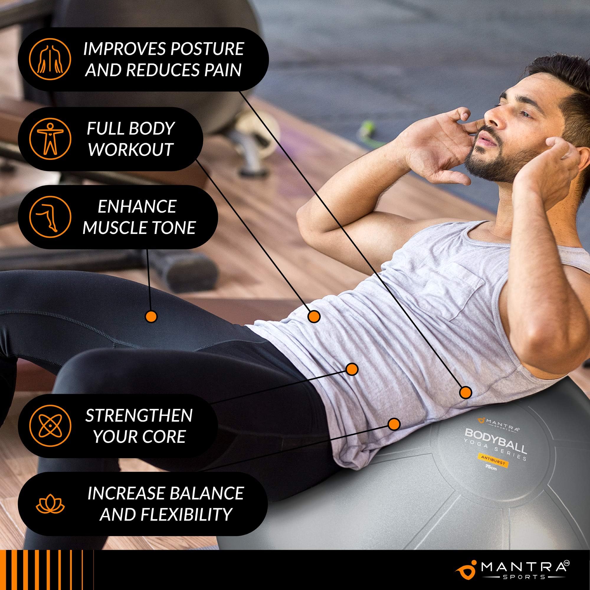 Palla da yoga, pilates, fitness, gravidanza, stabilità, equilibrio, riabilitazione, allenamento, casa, palestra, ufficio, sedia con pompa rapida inclusa