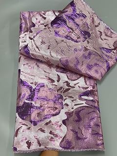 African Lace Fabric 5 Yards, Heavy Sequins Embroidery French Mesh Net Lace for Elegant Evening Party Dress, Wedding, Soft Decorative Fabric for DIY Crafts (Metallic Purple)