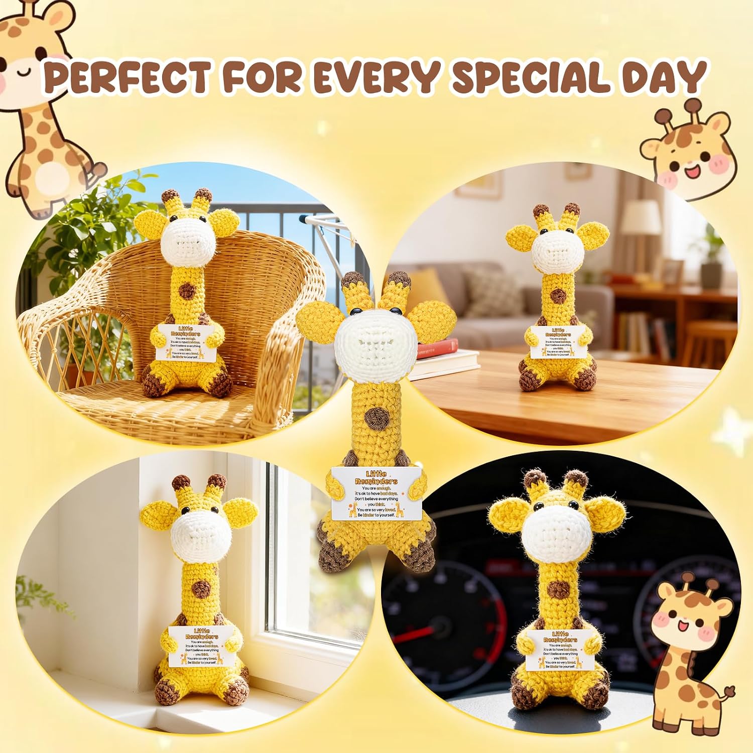 Cheer Up Gift for Women Men Coworker Friend Emotional Inspirational Support Crochet Funny Handmade Positive Crochet Giraffe Encouragement Gifts for Graduation Birthday Office Home Decor
