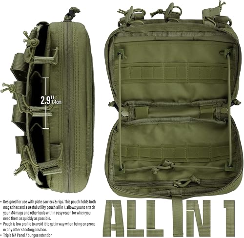 Miniatura 6 de WYNEX Bolsa táctica de administración Mag, bolsa de herramientas Molle, organizador médico EMT con triple apilador, soporte para revistas para M4