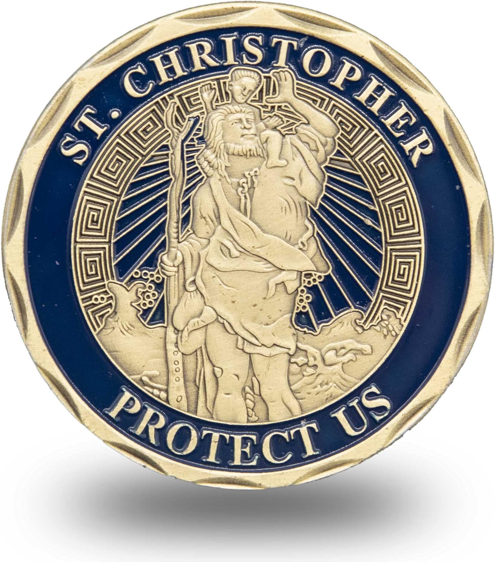 KANGHE Chriopher Challenge ins, Saint Chriopher Medal for Men, Keychain, Car, Traveler’s and Drivers Protection Saint,Golden,40x40x10mm