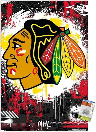 Miniatura 7 de Trends International NHL Chicago Blackhawks - Póster de pared con el logotipo Maximalist 23, 14.72 x 22.37 pulgadas, paquete de póster y alfiler