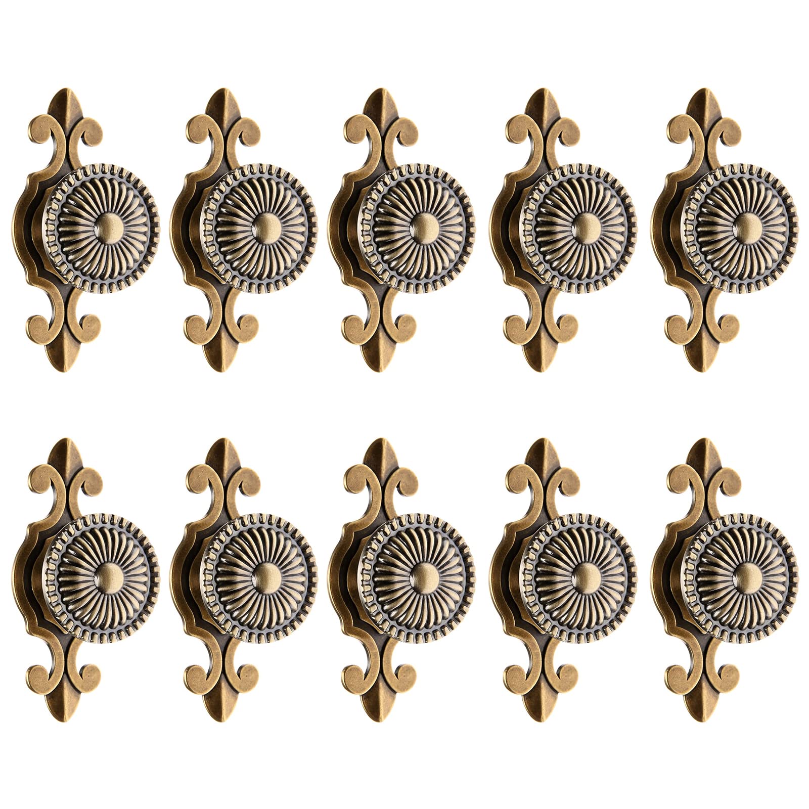 MUXSAM10Pcs Pulls Handles Knobs for Drawer Door Kitchen,Cabinet Knobs Furniture Wardrobe Round Antique - Antique Brass