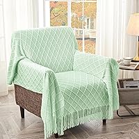 Vista 328 de inhand Knitted Throw Blankets for Couch and Bed, Soft Cozy Knit Blanket with Tassel, Black Lightweight Decorative Blankets and Throws, Farmhouse