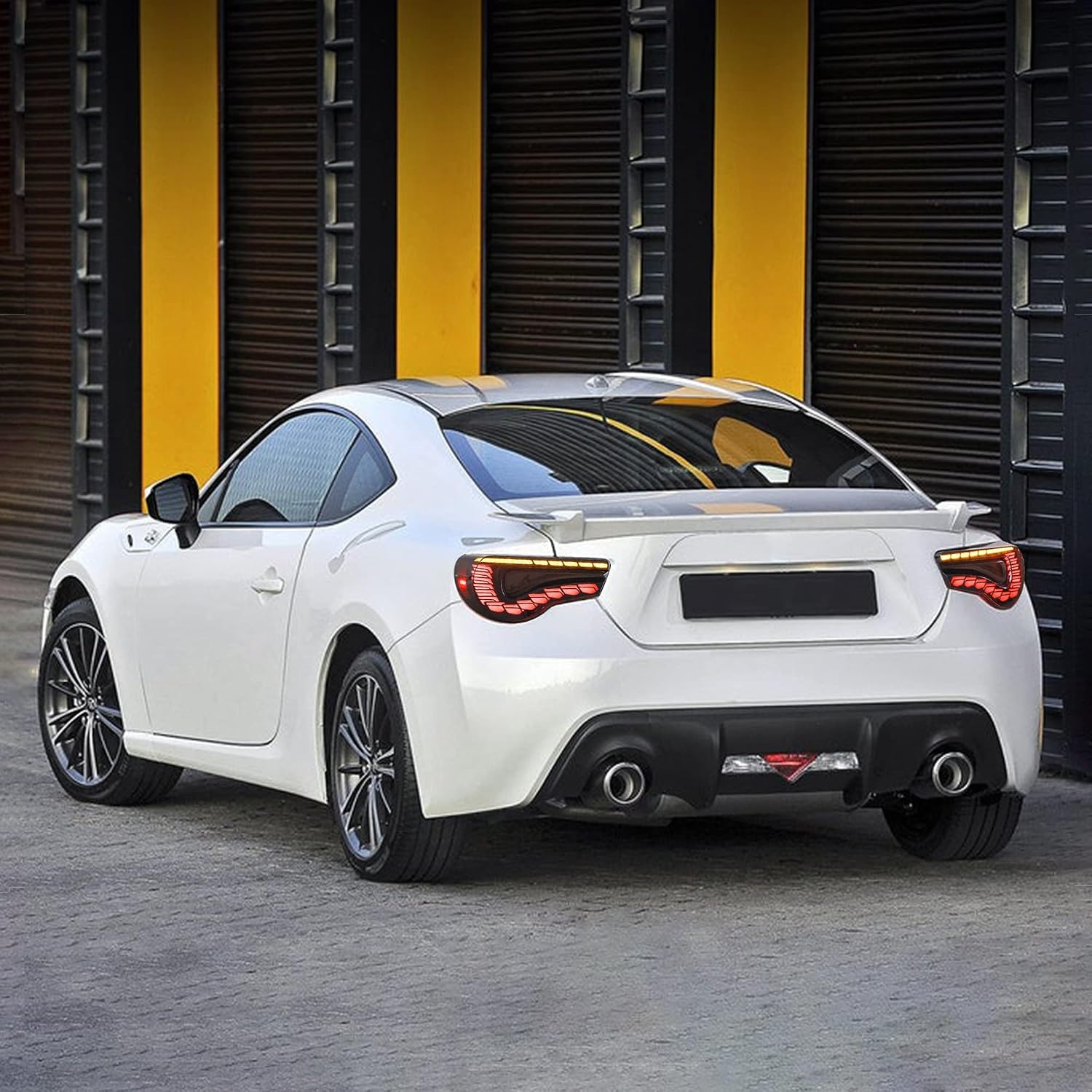 VLAND OLED Smoked Tail Lights Compatible For [Toyota 86 GT86 2012-2020 / Subaru BRZ 2013-2020 / Scion FR-S 2013-2020] With Dragon Scales Dynamic Running Light & Sequential Turn Signal Lights, SET