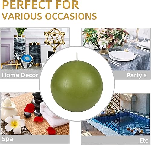 Vista 9 de Zest Candle Velas de bola de 2 piezas, 4 pulgadas, verde salvia